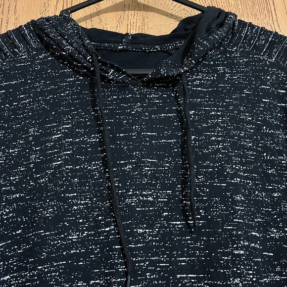 Women’s Brooklyn Black & White in Abstract Print Activewear Hoodie Sz-L - Picture 2 of 6